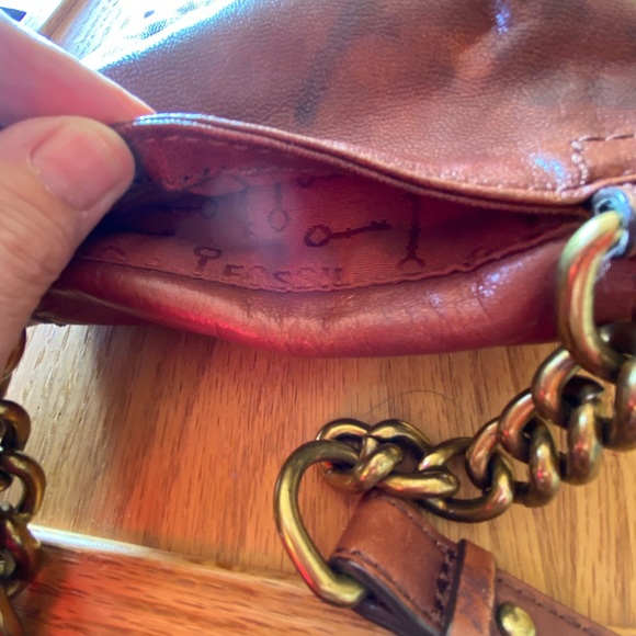 Fossil cognac leather mini crossbody purse - Picture 5 of 9